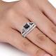 10k White Gold Finish Princess Cut Black Diamond Wedding Bridal Band Ring Set