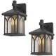 11 4/5 High Black Finish And Seeded Glass Outdoor Wall Lantern (set Of 2), B