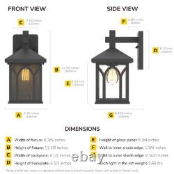 11 4/5 High Black Finish and Seeded Glass Outdoor Wall Lantern (Set of 2), B