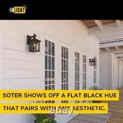 11 4/5 High Black Finish and Seeded Glass Outdoor Wall Lantern (Set of 2), B