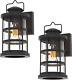 12 1/2'' High Black Finish And Seeded Glass Outdoor Craftsman Lantern (set Of 2)