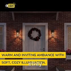 12 1/2'' High Black Finish and Seeded Glass Outdoor Craftsman Lantern (Set of 2)
