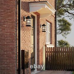 12 1/2'' High Black Finish and Seeded Glass Outdoor Craftsman Lantern (Set of 2)