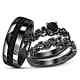 14k Black Gold Finish His & Hers Lab-created Black Diamond Wedding Ring Trio Set