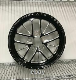 17 Front Drag Racing Wheels TRAGUARDO Black Contrast Cut Finish Set of 2