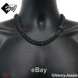 182024men 14k Black Gold Finish 12mm Prong Set Cuban Curb Chain Necklacebbn7