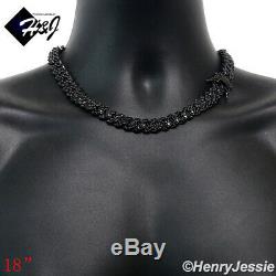 18men 14k Black Gold Finish 12mm Icy Prong Set Cuban Curb Chain Necklacebbn7