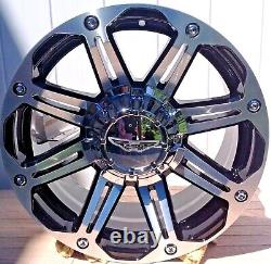 18x8.5 Super Finish Black American Eagle 50 Wheels 8x165 new set of 4