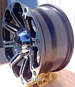 18x8.5 Super Finish Black American Eagle 50 Wheels 8x165 new set of 4