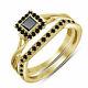 1ct Princess Black Diamond Engagement Wedding Ring Set 14k Yellow Gold Finish