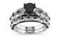 1ct Round Cut Black Diamond Bridal Engagement Ring Set 14k White Gold Finish