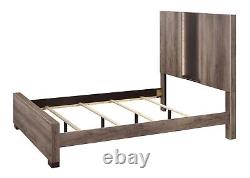 1Pc Beautiful Gray/Black Finish King Size Sleek Panel Bed Set Distressed Finish