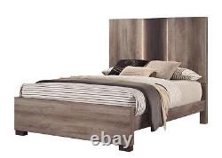 1Pc Beautiful Gray/Black Finish Queen Size Sleek Panel Bed Set Distressed Finish