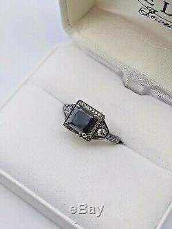 1.50Ct Black Diamond Solitaire Bridal Set Engagement Ring 14K gold black Finish