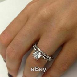 1.50 Ct Round Diamond 14k White Gold Finish Wedding Engagement Ring Bridal Set