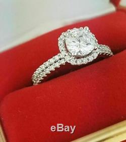 1.50 Ct Round Diamond Wedding Engagement Ring Bridal Set 14k White Gold Finish
