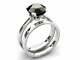 1.5ct Round Cut Black Diamond Bridal Set Engagement Ring 14k White Gold Finish