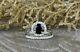 1.6ct Round Black Diamond Engagement Ring 14k White Gold Finish Halo Bridal Set
