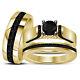 1.91 Ct Diamond 14k Yellow Gold Finish Wedding Bridal Trio Engagement Ring Set
