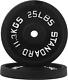 1-inch/ 2-inch Classic Cast Iron Weight Plates 2.5-45lb Black Finish Durable Gym