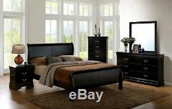 1pc Full Size Master Bedroom Furniture Set Solid Wood Veneer Black Finish Bed