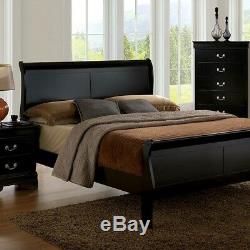 1pc Full Size Master Bedroom Furniture Set Solid Wood Veneer Black Finish Bed