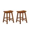 24-inch Solid Wood Saddle Seat Stools 2pc Set With Oak/black/cherry Finish