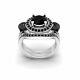 2ct Black Round Diamond Two Skull Wedding Bridal Ring Set 14k White Gold Finish