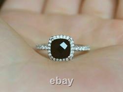 2Ct Cushion Cut Black Diamond Bridal Set Engagement Ring 14K White Gold Finish