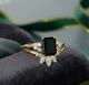 2ct Emerald Cut Black Diamond Bridal Set Engagement Ring 14k Yellow Gold Finish