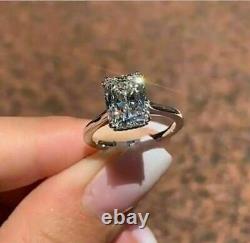 2Ct Radiant Cut Moissanite Solitaire Engagement Ring 14K White Gold Finish