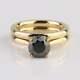 2ct Round Cut Black Diamond Bridal Set Engagement Ring 14k Yellow Gold Finish