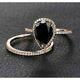 2.00ct Pear Black Diamond Halo Wedding Ring Bridal Ring Set 14k Rose Gold Finish