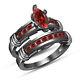 2.00 Ct Marquise Cut Red Garnet Engagement Bridal Ring Set 14k Black Gold Finish