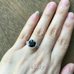 2.00 Ct Black Diamond Matching Engagement Wedding Ring Set 14k White Gold Finish