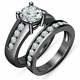 2.00 Ct Round-cut Diamond Bridal Set Engagement Ring 14k Black Gold Finish