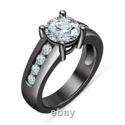 2.00 Ct Round-Cut Diamond Bridal Set Engagement Ring 14k Black Gold Finish