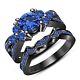 2.25ct Round Cut Lab-created Sapphire Wedding Ring Set 14k Black Gold Finish