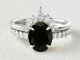 2.30ct Round Cut Black Diamond Bridal Set Engagement Ring 14k White Gold Finish