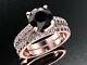2.3ct Round Black Diamond Bridal Set Ring With Accents Band 14k Rose Gold Finish