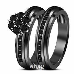 2.50Ct Black Diamond Bridal Wedding Engagement Ring Set 14k Black Gold Finish