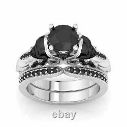 2.50Ct Black Diamond Gothic Skull Engagement Ring Set 14K White Gold Finish