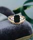 2.50ct Emerald Cut Black Diamond Bridal Set Engagement Ring 14k Rose Gold Finish