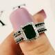 2.50ct Emerald Cut Black Diamond Halo Engagement Ring Set 14k White Gold Finish