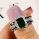 2.50ct Emerald Cut Simulated Black Diamond Bridal Set Ring 14k White Gold Finish