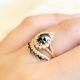 2.50ct Pear Cut Black Diamond Bridal Set Engagement Ring 14k Yellow Gold Finish