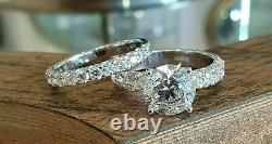 2.50Ct Round Cut Moissanite Bridal Set Engagement Ring in 14K White Gold Finish