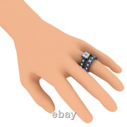 2.50 Ct Princess Cut Diamond Gothic Bridal Set Ring Sterling Silver Black Finish