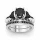 2.75ct Black Diamond Skull Engagement Wedding Ring Set In 14k White Gold Finish