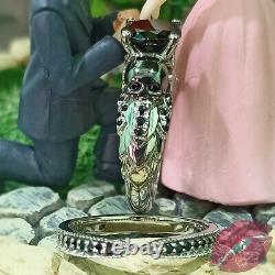2.75Ct Black Diamond Skull Engagement Wedding Ring Set In 14K White Gold Finish